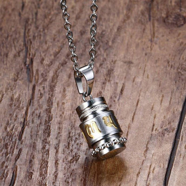 Tibetan Stainless Steel Prayer Wheel Necklace